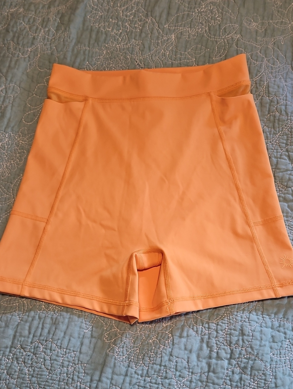 aerie Peach-Orange High-Rise Bike Shorts